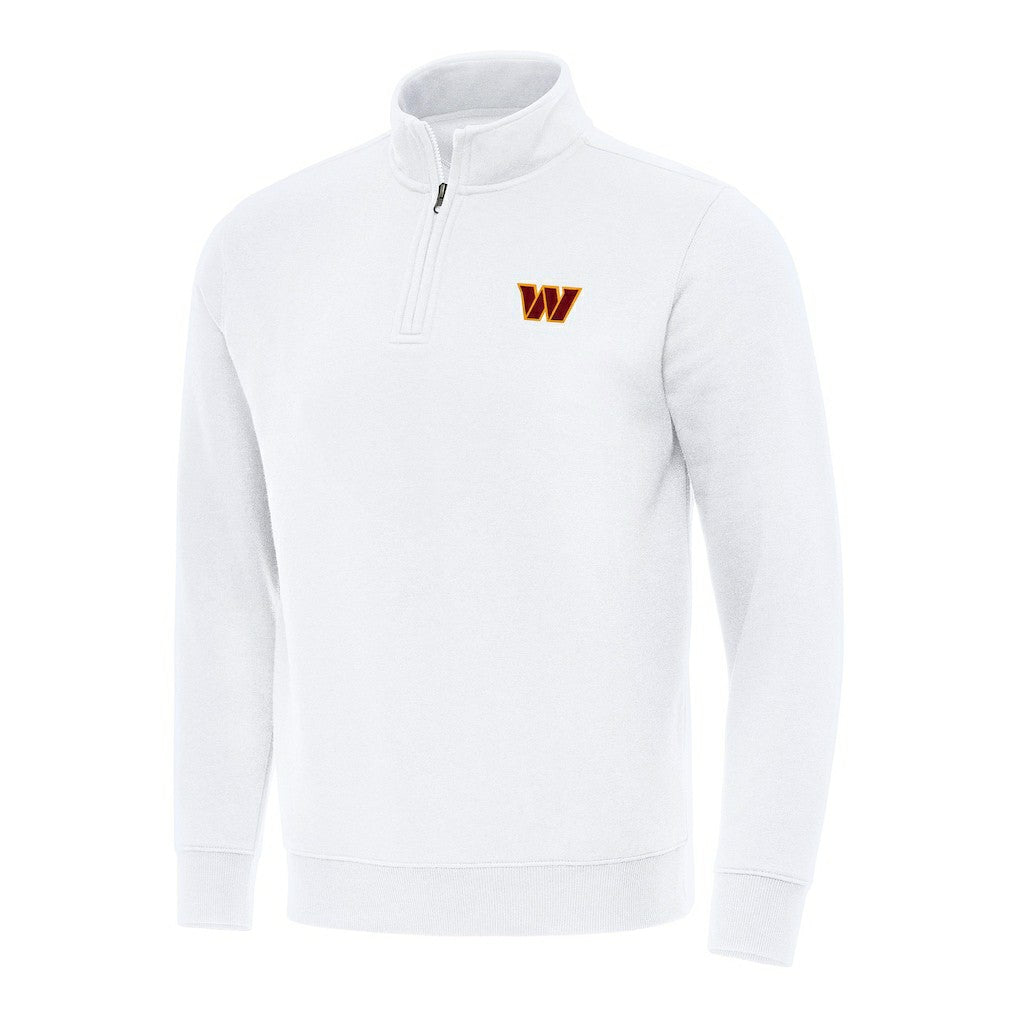 Washington Commanders Antigua Victory Quarter-Zip Pullover Top White