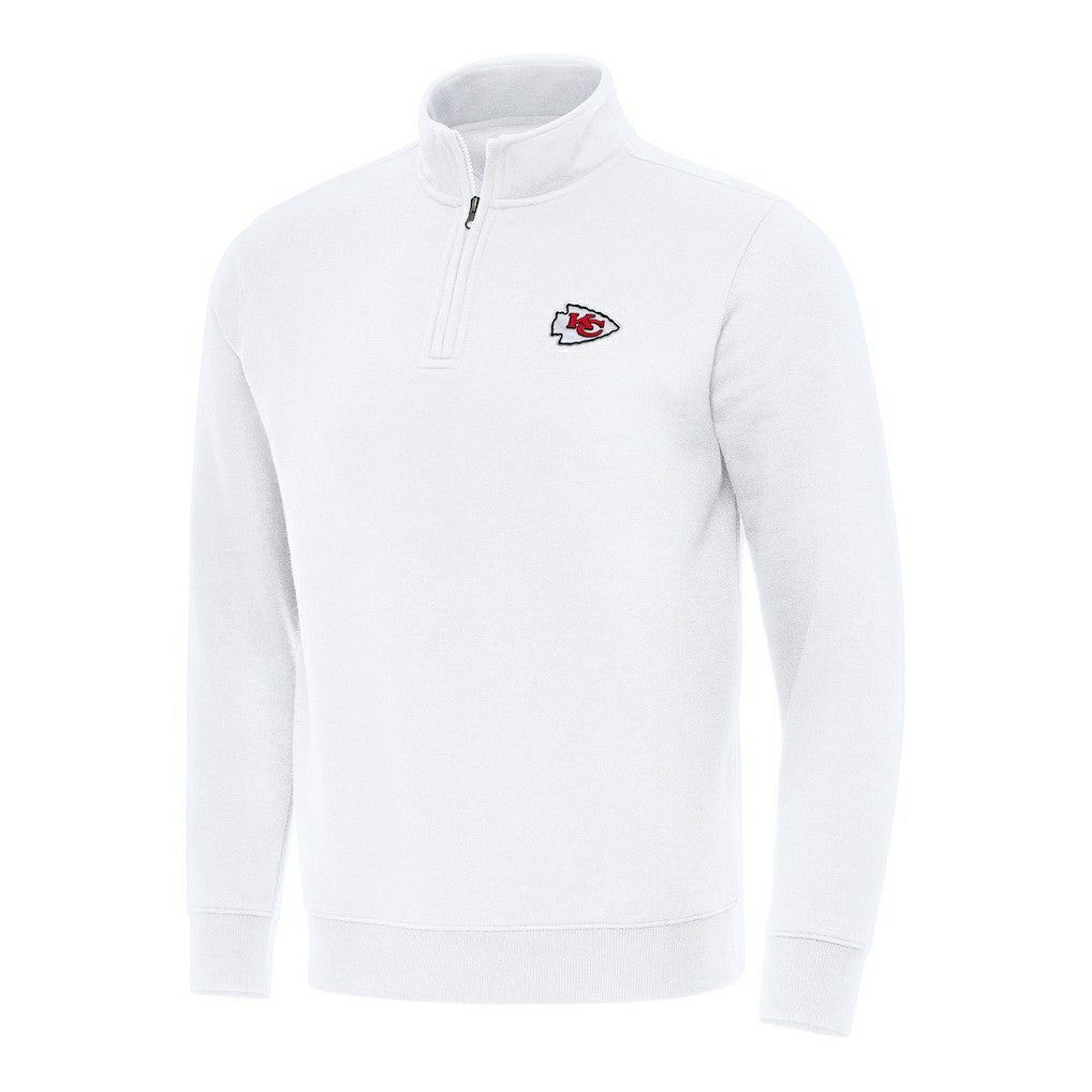 Kansas City Chiefs Antigua Victory Quarter-Zip Pullover Top White