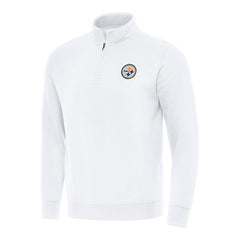 Pittsburgh Steelers Antigua Victory Quarter-Zip Pullover Top White