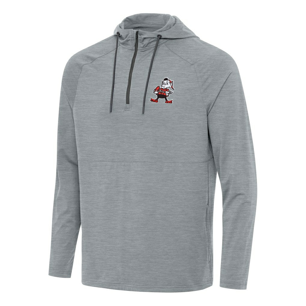 Cleveland Browns Antigua Spikes Quarter-Zip Pullover Hoodie Heather Gray