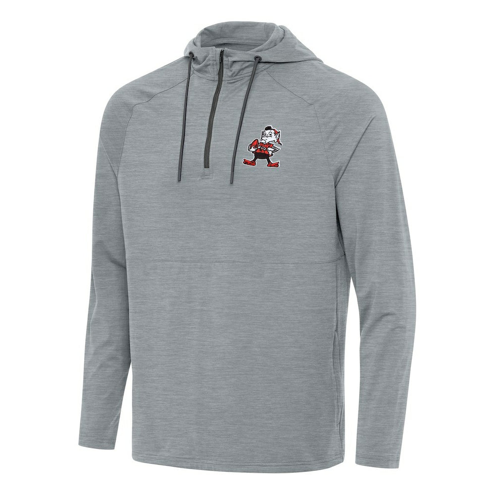Cleveland Browns Antigua Spikes Quarter-Zip Pullover Hoodie Heather Gray