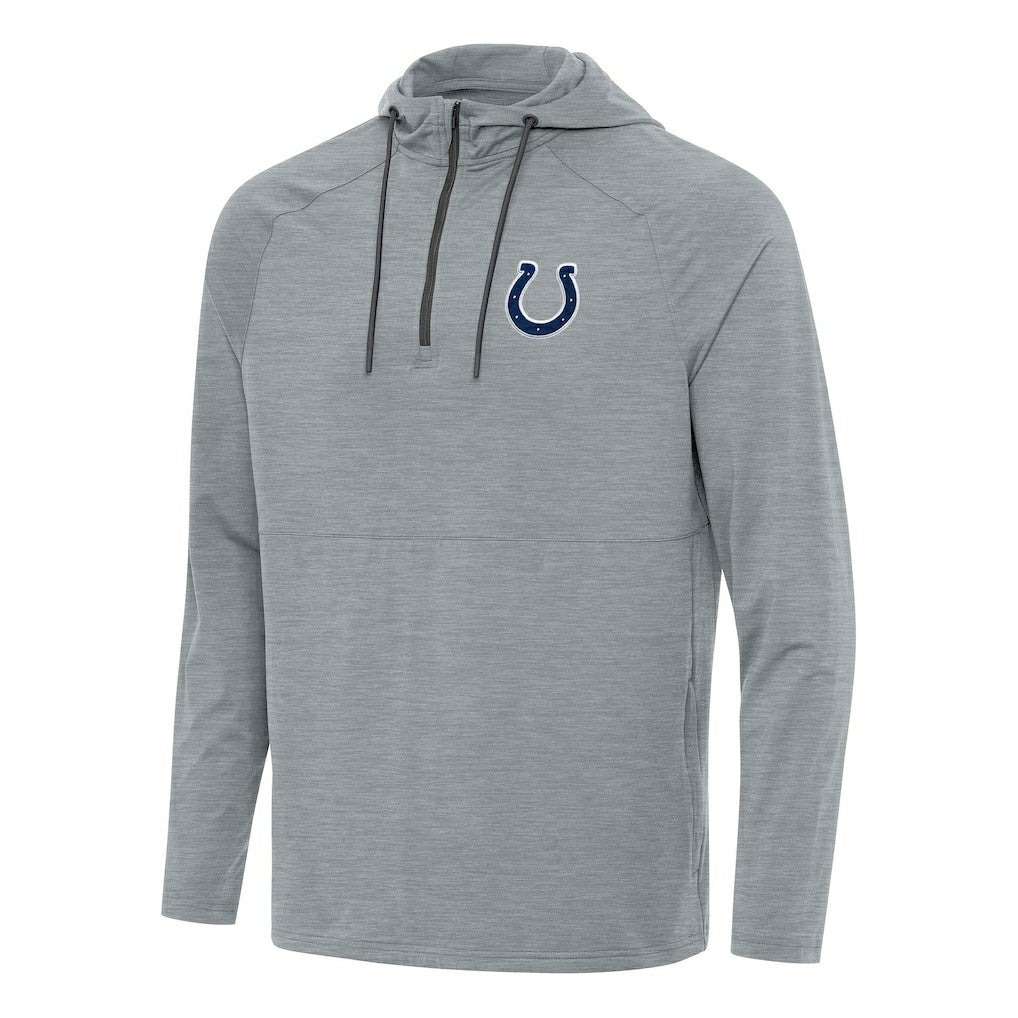 Indianapolis Colts Antigua Spikes Quarter-Zip Pullover Hoodie Heather Gray
