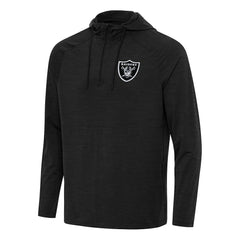 Las Vegas Raiders Antigua Spikes Quarter-Zip Pullover Hoodie Heather Black