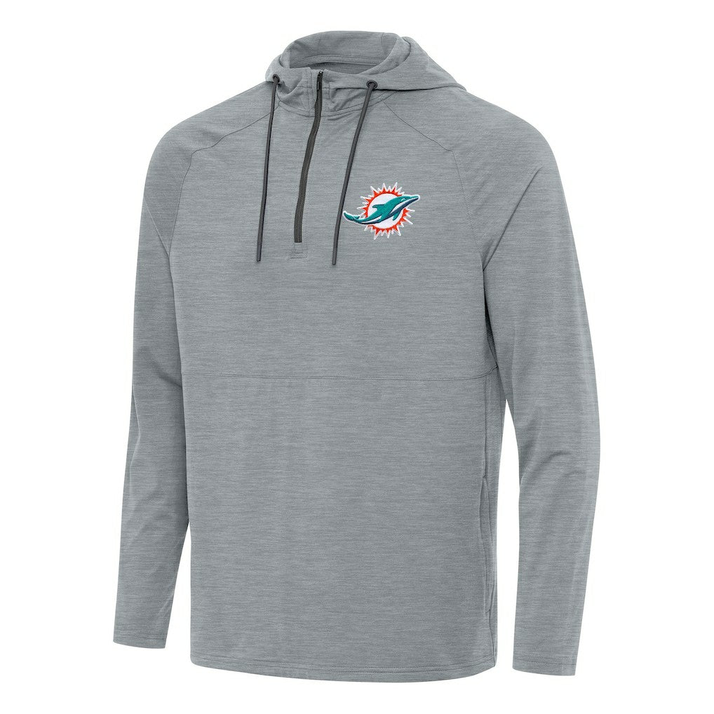 Miami Dolphins Antigua Spikes Quarter-Zip Pullover Hoodie Heather Gray
