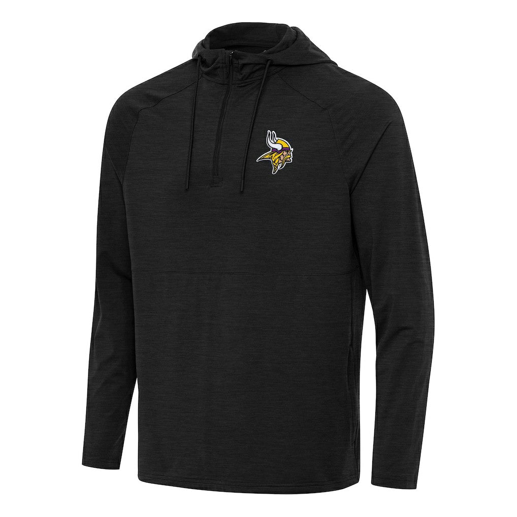 Minnesota Vikings Antigua Spikes Quarter-Zip Pullover Hoodie Heather Black