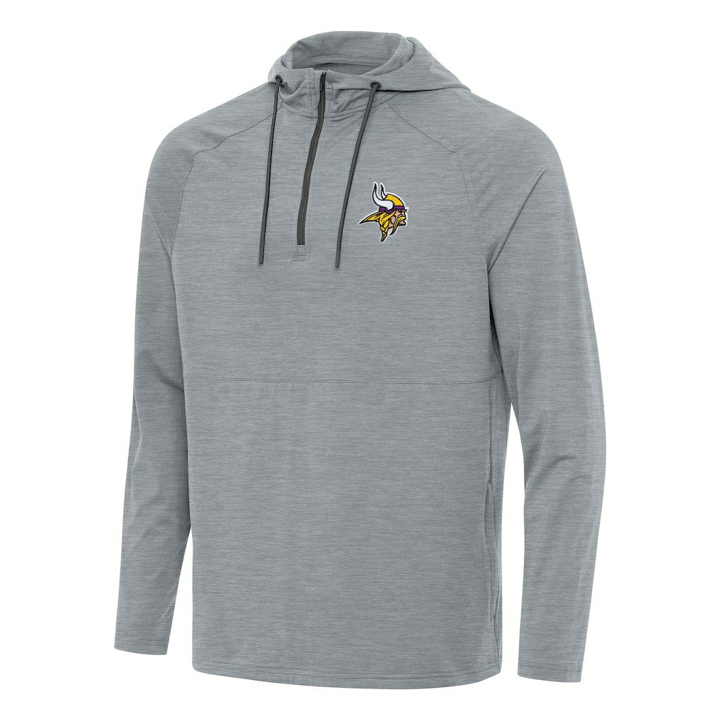 Minnesota Vikings Antigua Spikes Quarter-Zip Pullover Hoodie Heather Gray
