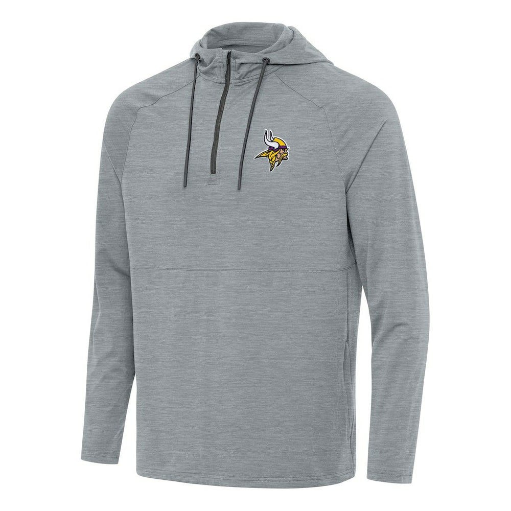 Minnesota Vikings Antigua Spikes Quarter-Zip Pullover Hoodie Heather Gray