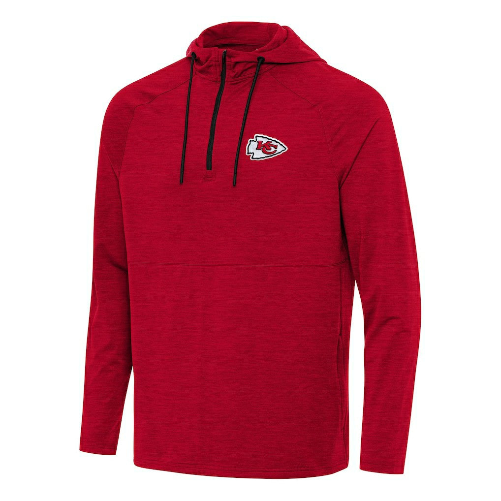 Kansas City Chiefs Antigua Spikes Quarter-Zip Pullover Hoodie Heather Red