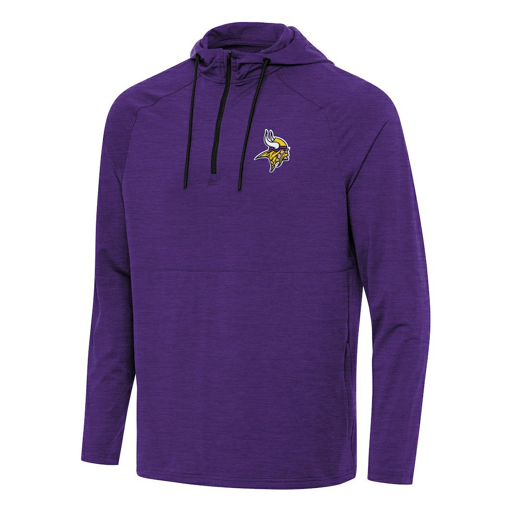 Minnesota Vikings Antigua Spikes Quarter-Zip Pullover Hoodie Heather Purple