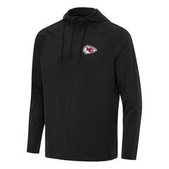 Kansas City Chiefs Antigua Spikes Quarter-Zip Pullover Hoodie Heather Black