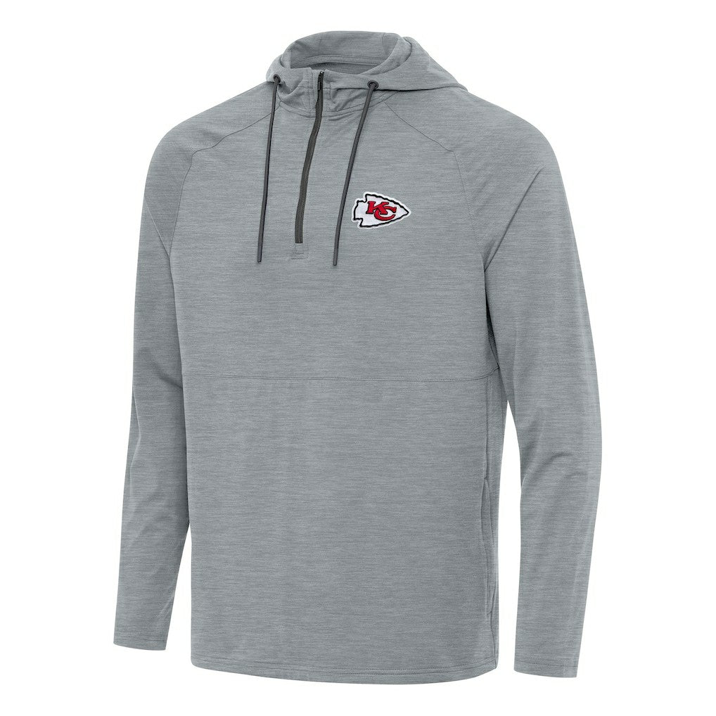 Kansas City Chiefs Antigua Spikes Quarter-Zip Pullover Hoodie Heather Gray