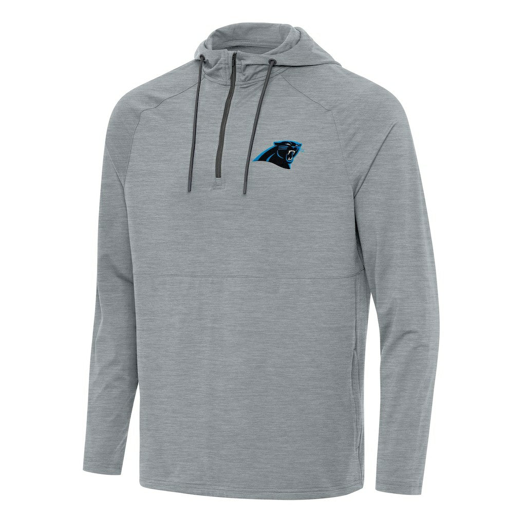 Carolina Panthers Antigua Spikes Quarter-Zip Pullover Hoodie Heather Gray
