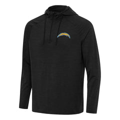 Los Angeles Chargers Antigua Spikes Quarter-Zip Pullover Hoodie Heather Black