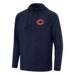 Chicago Bears Antigua Spikes Quarter-Zip Pullover Hoodie Heather Navy