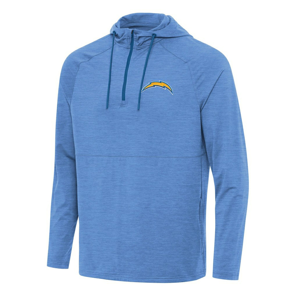 Los Angeles Chargers Antigua Spikes Quarter-Zip Pullover Hoodie Heather Powder Blue