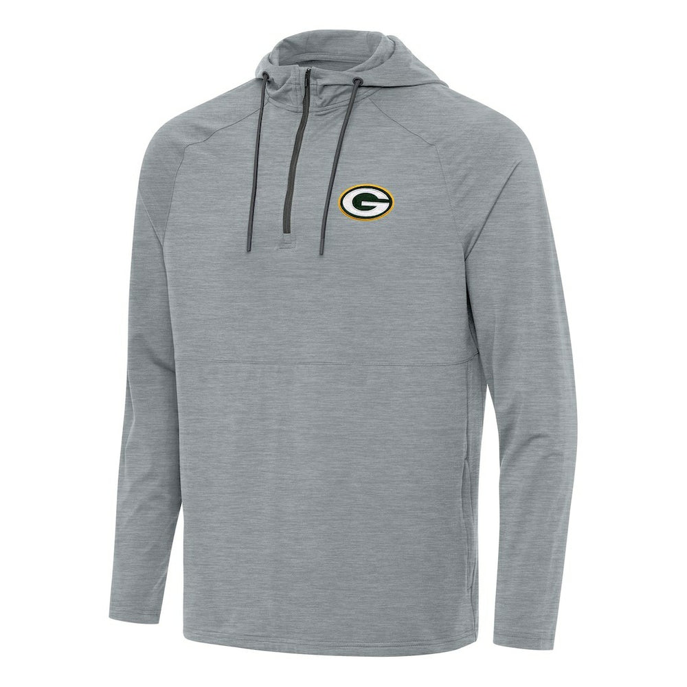 Green Bay Packers Antigua Spikes Quarter-Zip Pullover Hoodie Heather Gray