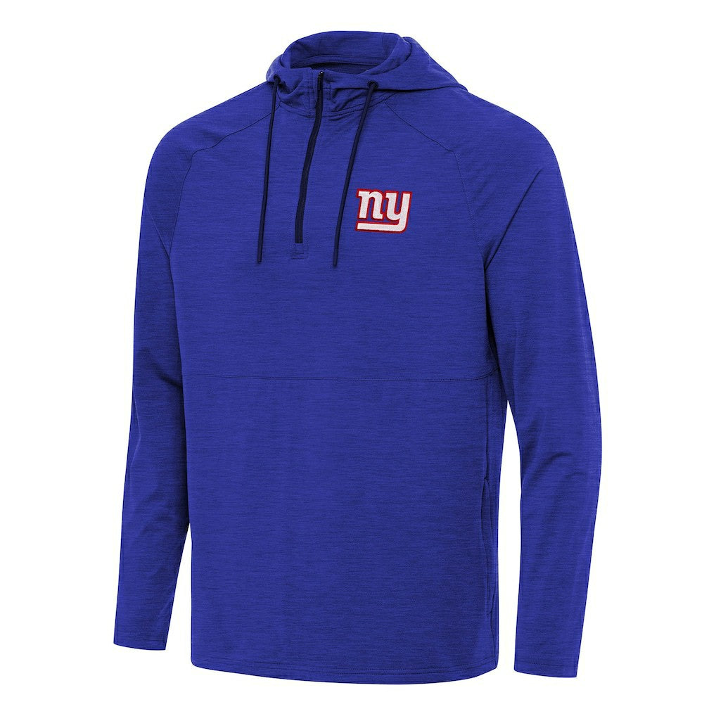 New York Giants Antigua Spikes Quarter-Zip Pullover Hoodie Heather Royal