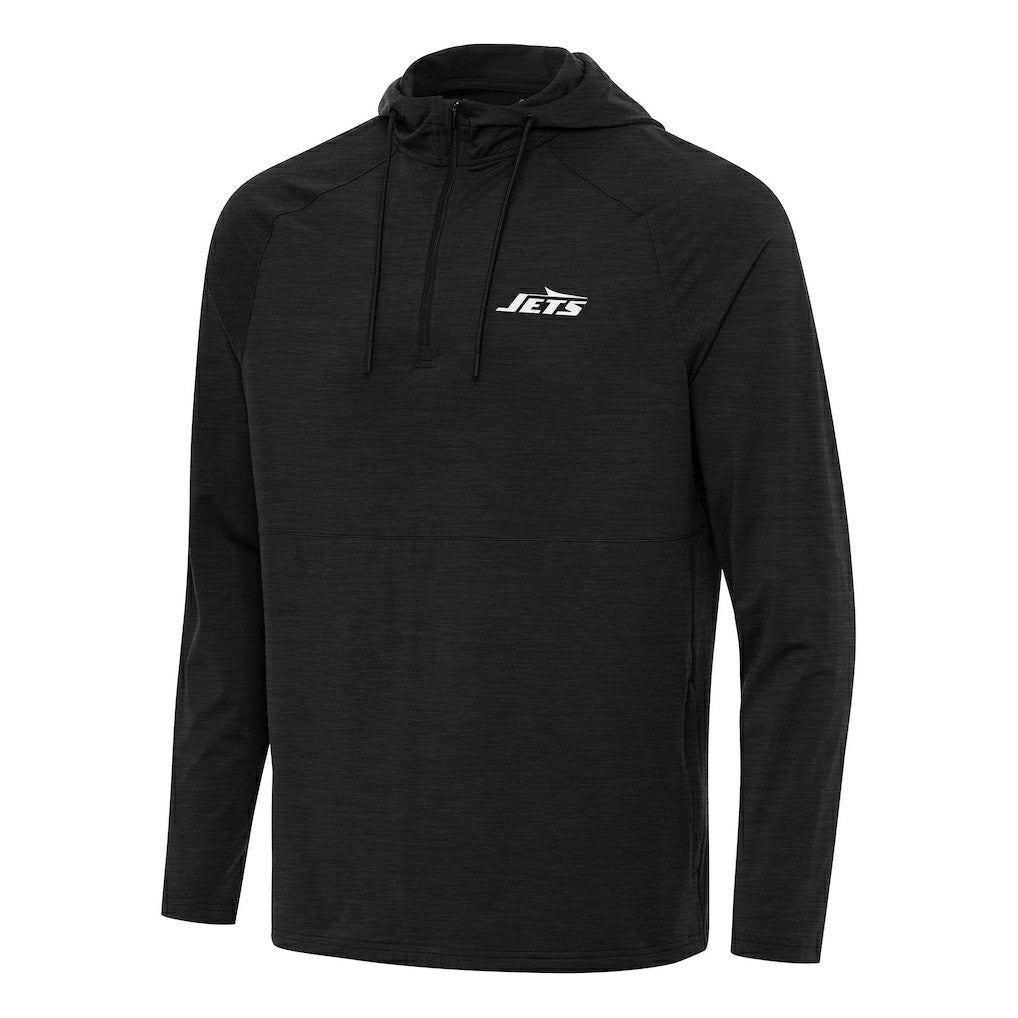 New York Jets Antigua Spikes Quarter-Zip Pullover Hoodie Heather Black
