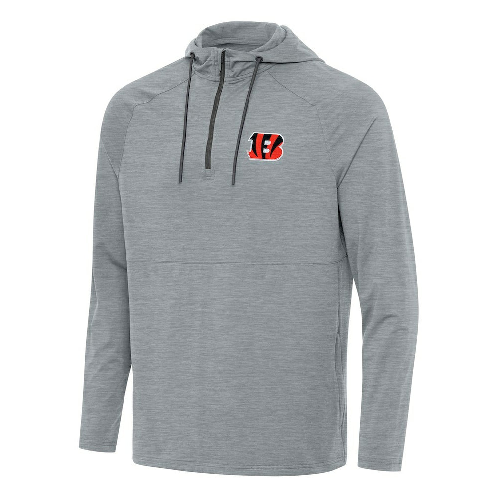 Cincinnati Bengals Antigua Spikes Quarter-Zip Pullover Hoodie Heather Gray
