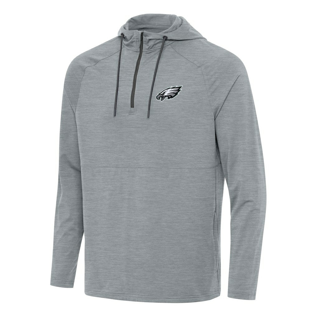 Philadelphia Eagles Antigua Spikes Quarter-Zip Pullover Hoodie Heather Gray