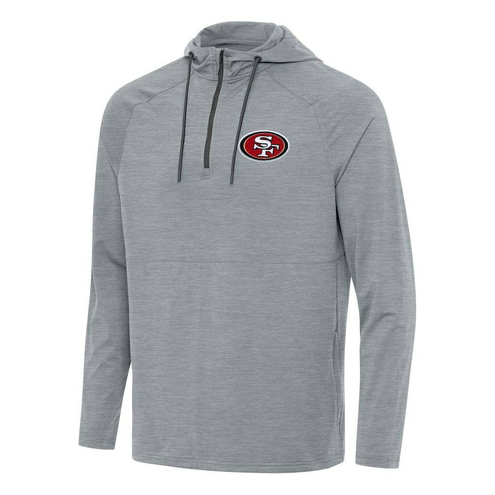 San Francisco 49ers Antigua Spikes Quarter-Zip Pullover Hoodie Heather Gray