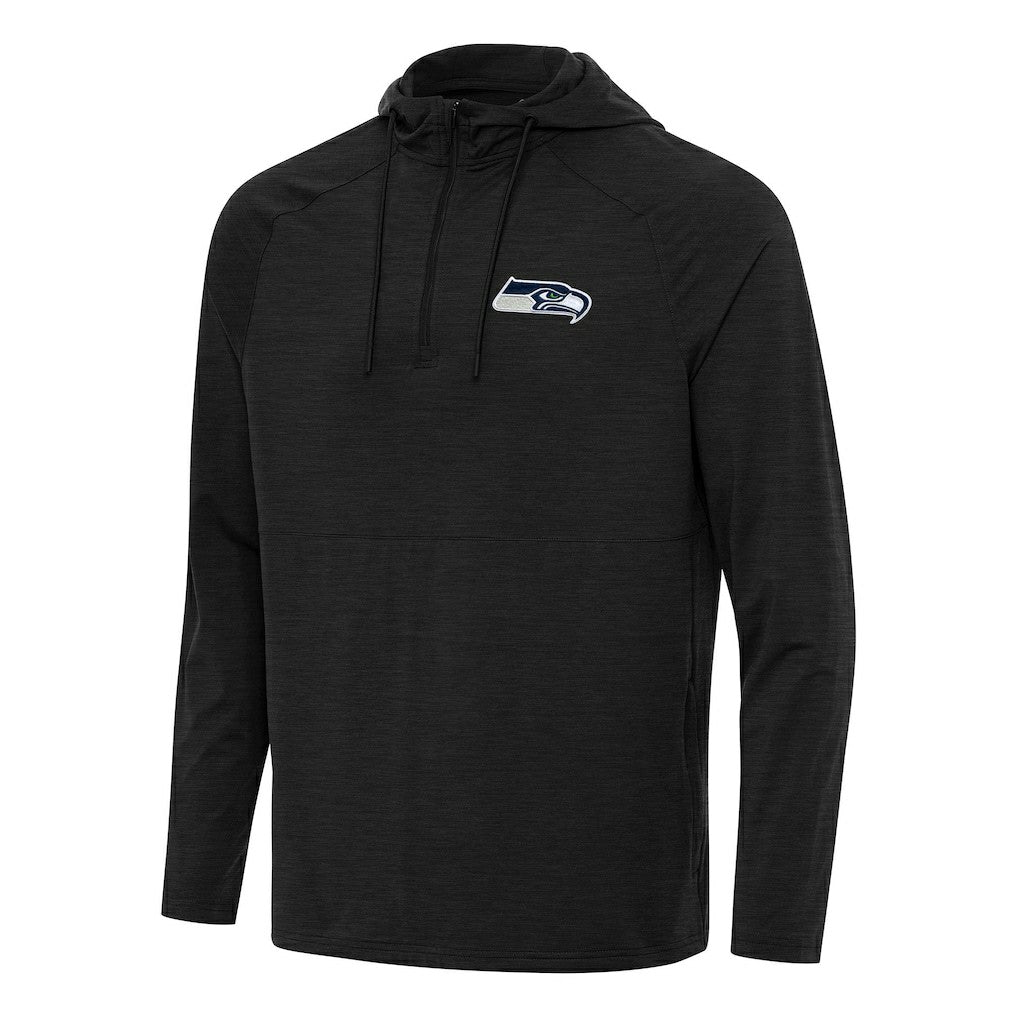 Seattle Seahawks Antigua Spikes Quarter-Zip Pullover Hoodie Heather Black
