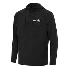 Seattle Seahawks Antigua Spikes Quarter-Zip Pullover Hoodie Heather Black
