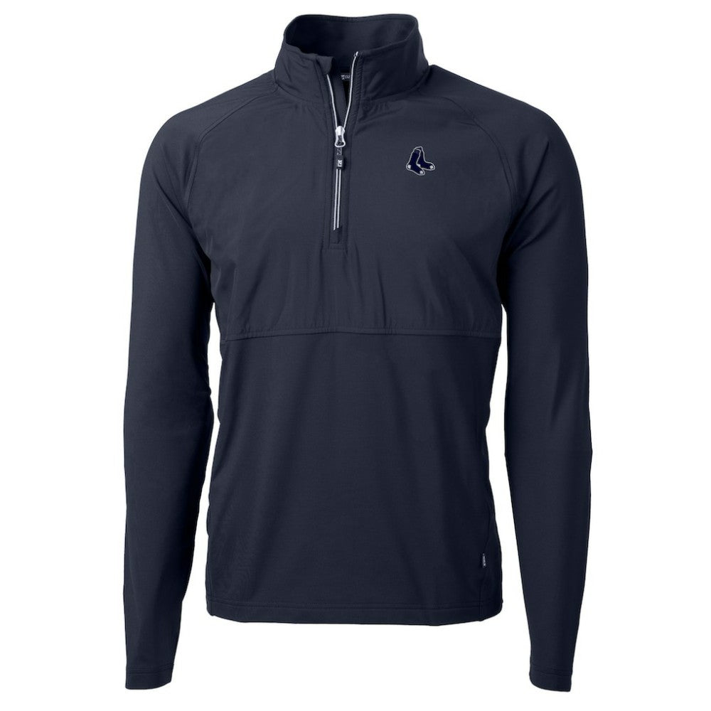 Boston Red Sox Cutter & Buck Adapt Eco Hybrid Raglan DryTec Quarter-Zip Jacket - Navy Jackets