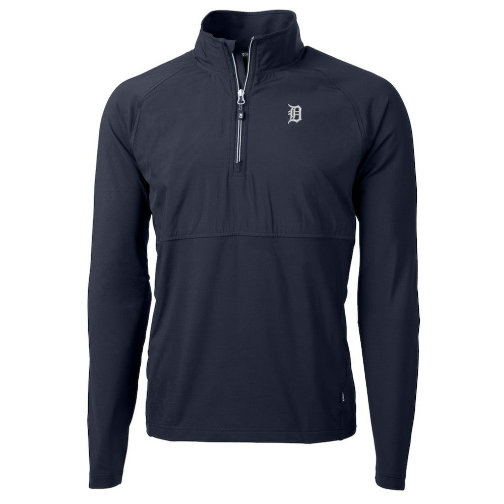 Detroit Tigers Cutter & Buck Adapt Eco Hybrid Raglan DryTec Quarter-Zip Jacket - Navy Jackets