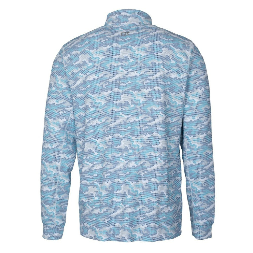 Detroit Tigers Cutter & Buck Traverse Eco Camo Tri-Blend DryTec Quarter-Zip Jacket - Light Blue Jackets