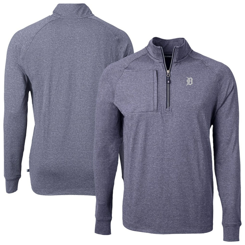 Detroit Tigers Cutter & Buck Adapt Eco Raglan Quarter-Zip Jacket - Heather Navy Jackets