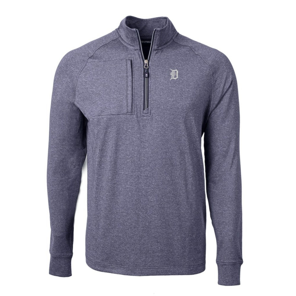 Detroit Tigers Cutter & Buck Adapt Eco Raglan Quarter-Zip Jacket - Heather Navy Jackets