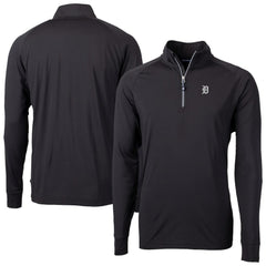Detroit Tigers Cutter & Buck Adapt Eco Raglan Quarter-Zip Top - Black Tops