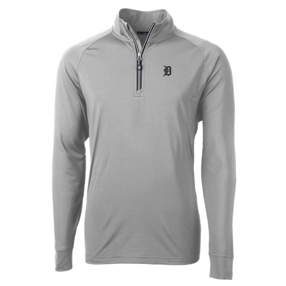 Detroit Tigers Cutter & Buck Adapt Eco Raglan Quarter-Zip Top - Gray Tops