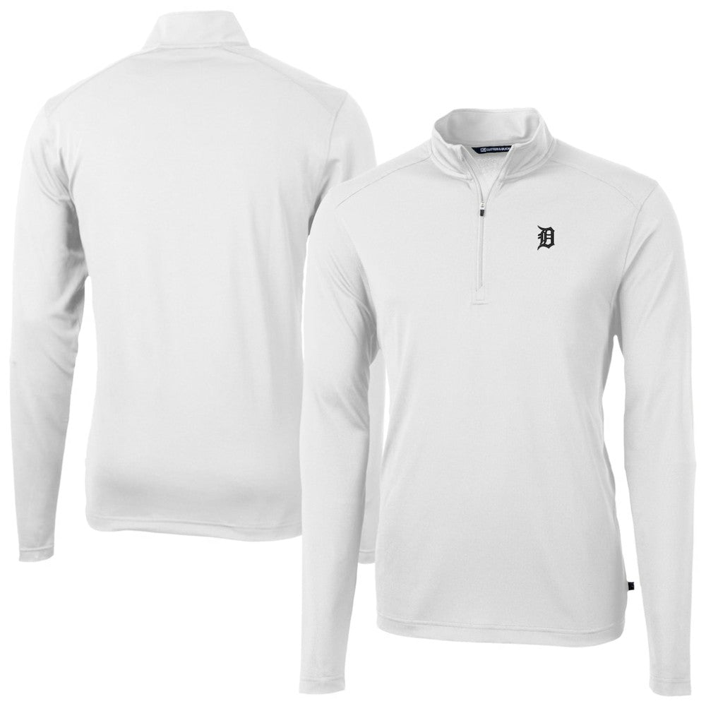 Detroit Tigers Cutter & Buck Virtue Eco Pique Quarter-Zip Jacket - White Jackets