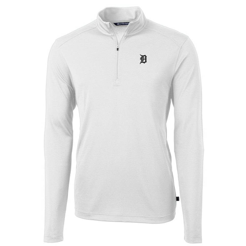 Detroit Tigers Cutter & Buck Virtue Eco Pique Quarter-Zip Jacket - White Jackets