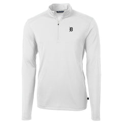 Detroit Tigers Cutter & Buck Virtue Eco Pique Quarter-Zip Jacket - White Jackets