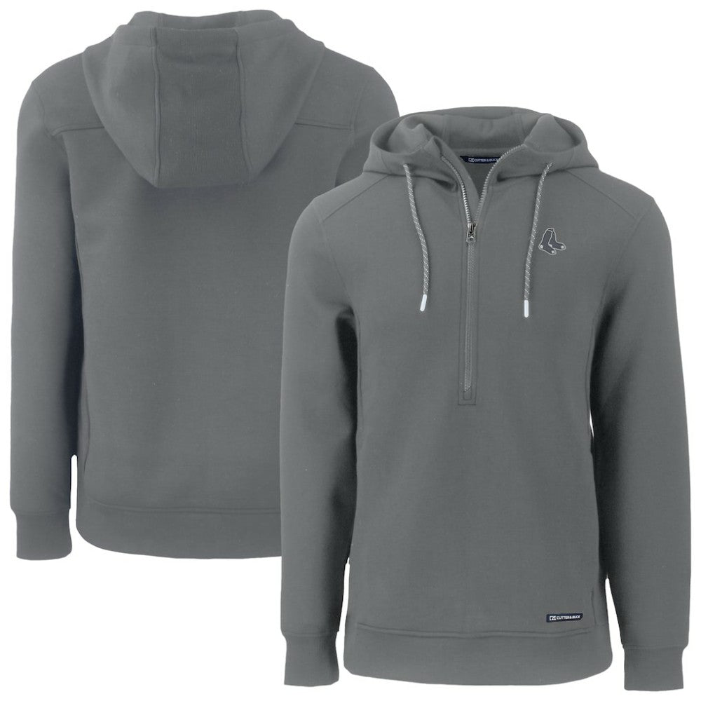 Boston Red Sox Cutter & Buck Roam Eco Recycled Half-Zip Pullover Hoodie - Gray Hoodies