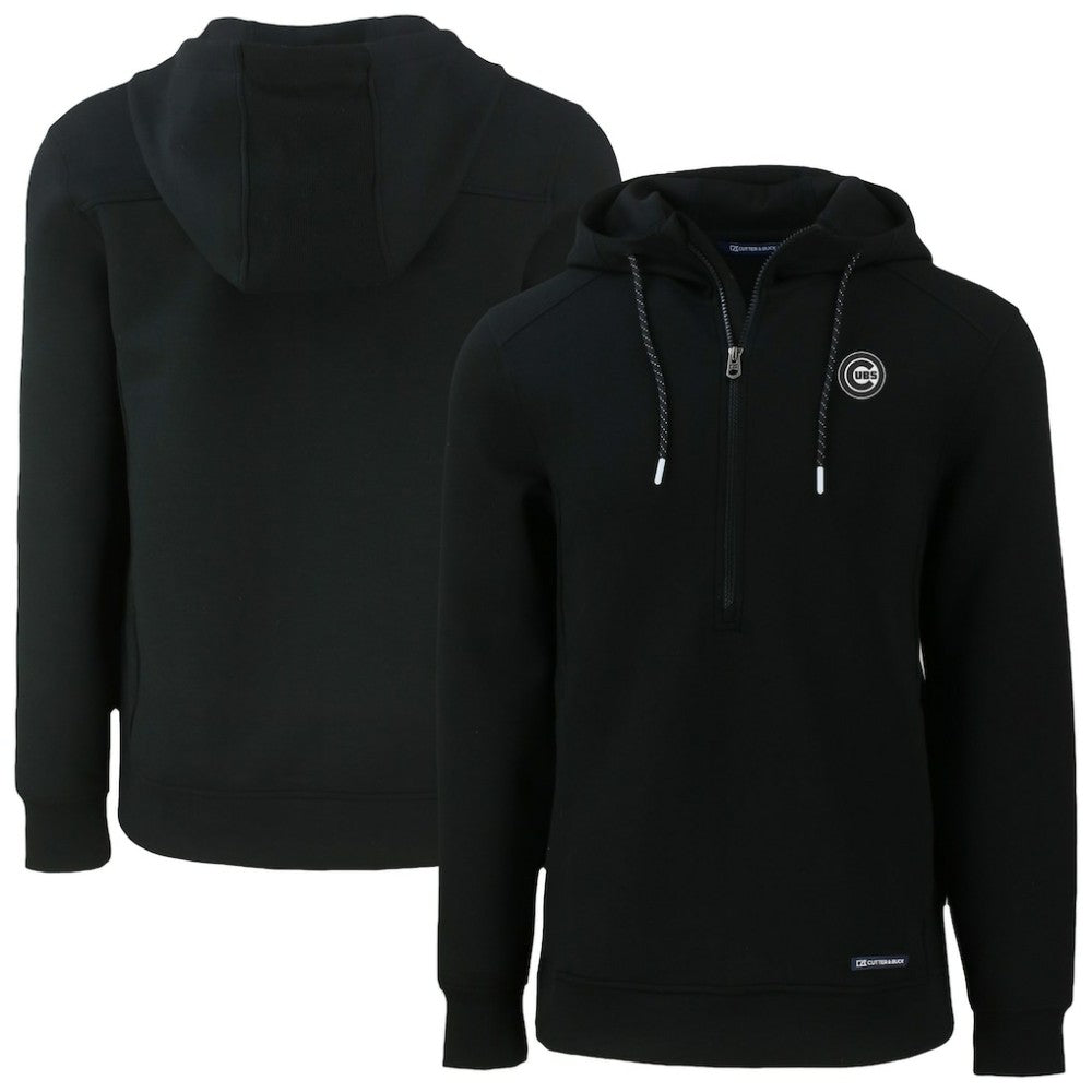 Chicago Cubs Cutter & Buck Roam Eco Recycled Half-Zip Pullover Hoodie - Black Hoodies