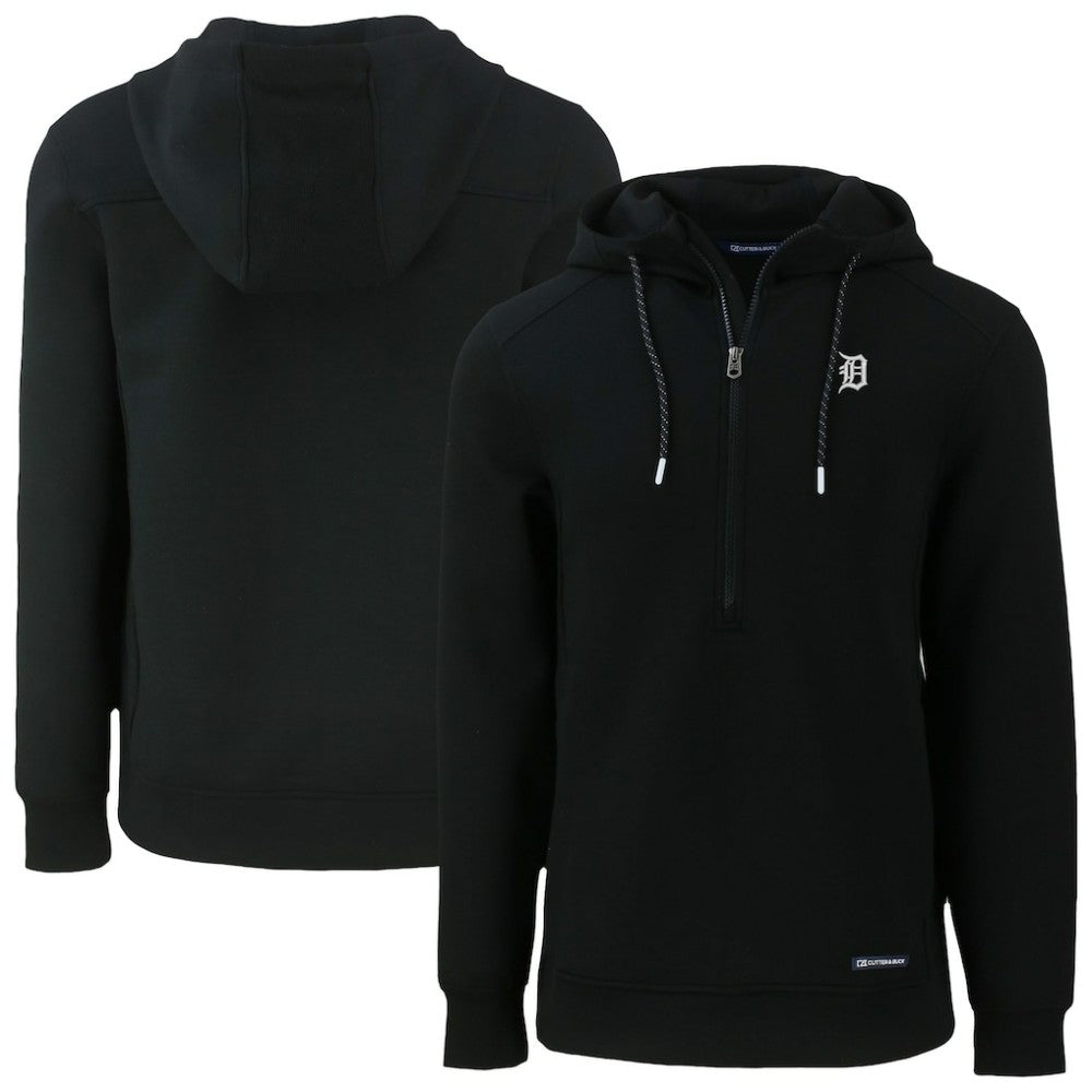 Detroit Tigers Cutter & Buck Roam Eco Recycled Half-Zip Pullover Hoodie - Black Hoodies