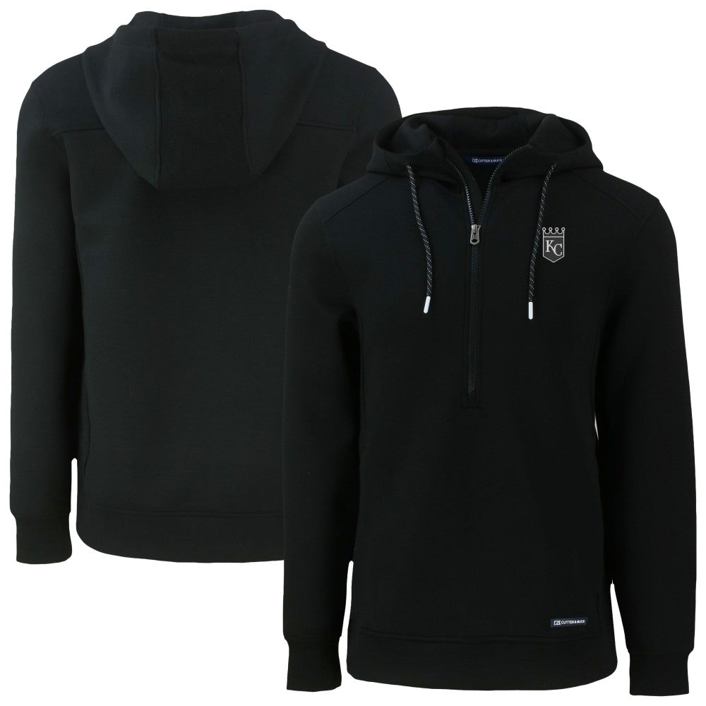 Kansas City Royals Cutter & Buck Roam Eco Recycled Half-Zip Pullover Hoodie - Black Hoodies
