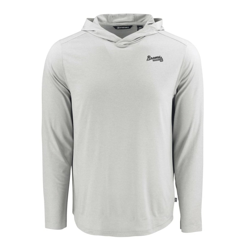 Atlanta Braves Cutter & Buck Coastline Epic Comfort Eco Recycled Long Sleeve Hoodie T-Shirt - Gray Hoodies
