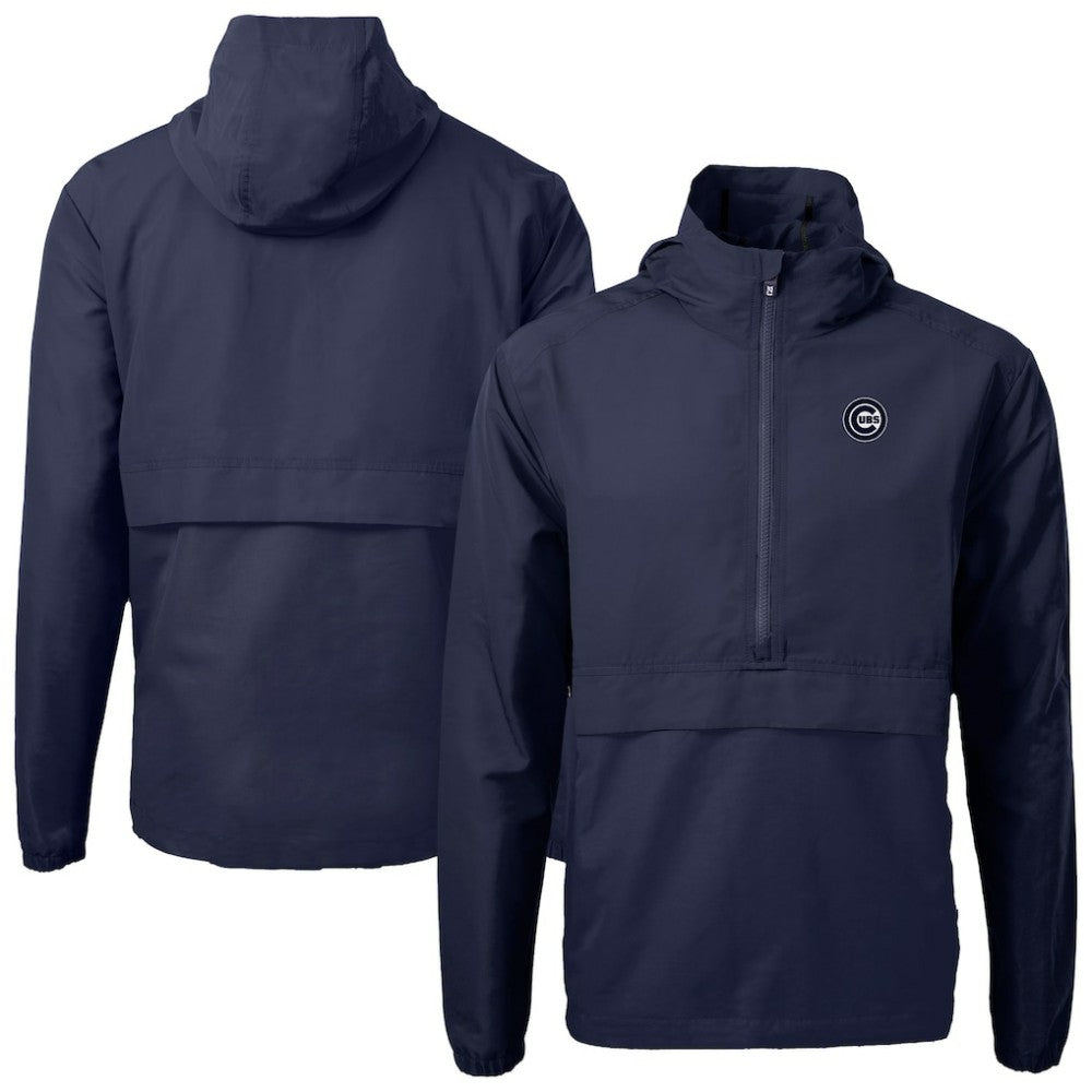 Chicago Cubs Cutter & Buck Charter Eco Recycled Anorak Half-Zip Hoodie Jacket - Navy Jackets