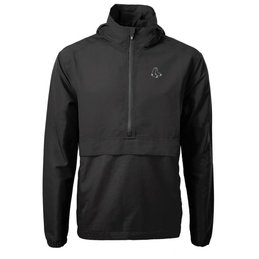 Boston Red Sox Cutter & Buck Charter Eco Recycled Anorak Half-Zip Hoodie Jacket - Black Jackets