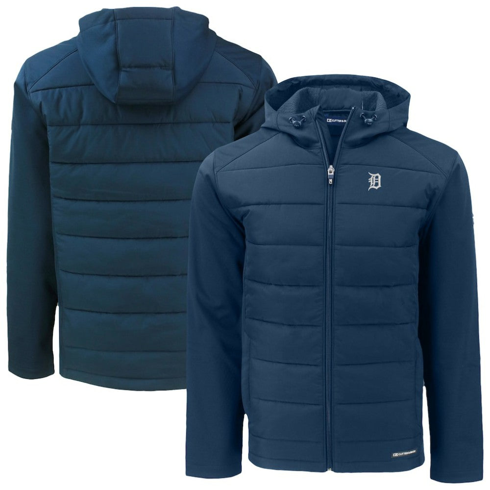 Detroit Tigers Cutter & Buck Evoke Hybrid Eco Softshell Recycled Full-Zip Jacket - Navy Jackets