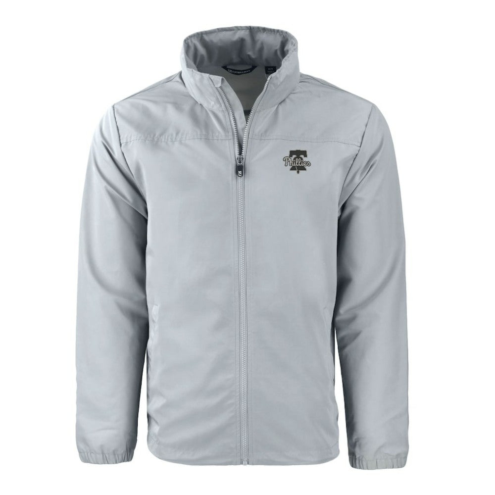 Philadelphia Phillies Cutter & Buck Charter Eco Recycled Full-Zip Hoodie Jacket - Gray Jackets
