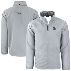 San Diego Padres Cutter & Buck Charter Eco Recycled Full-Zip Hoodie Jacket - Gray Jackets
