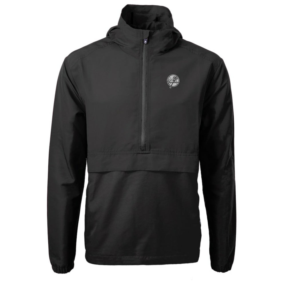 New York Yankees Cutter & Buck Charter Eco Recycled Anorak Half-Zip Hoodie Jacket - Black Jackets