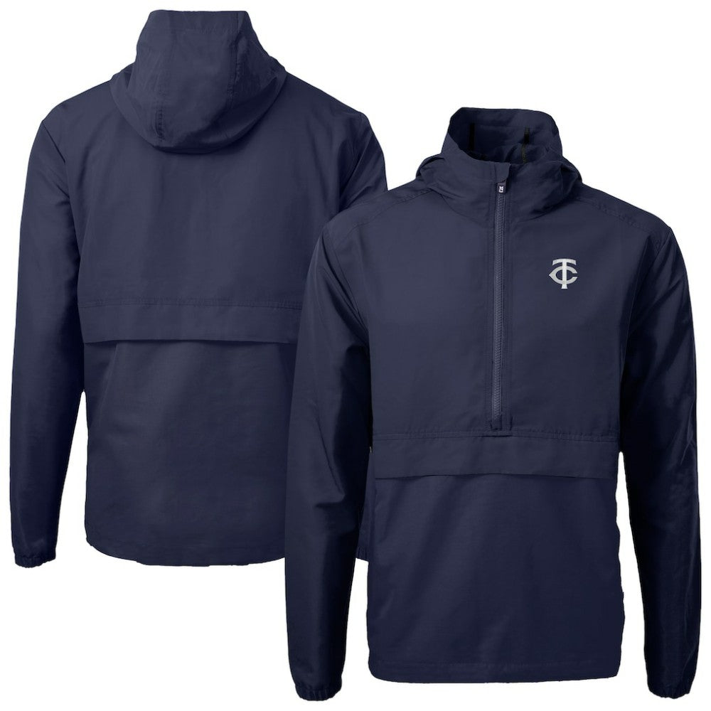 Minnesota Twins Cutter & Buck Charter Eco Recycled Anorak Half-Zip Hoodie Jacket - Navy Jackets