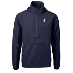 Minnesota Twins Cutter & Buck Charter Eco Recycled Anorak Half-Zip Hoodie Jacket - Navy Jackets